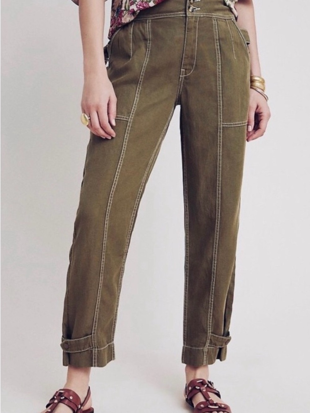 Anthropologie Jackson Tapered Utility Pants NWT Khaki Size 2